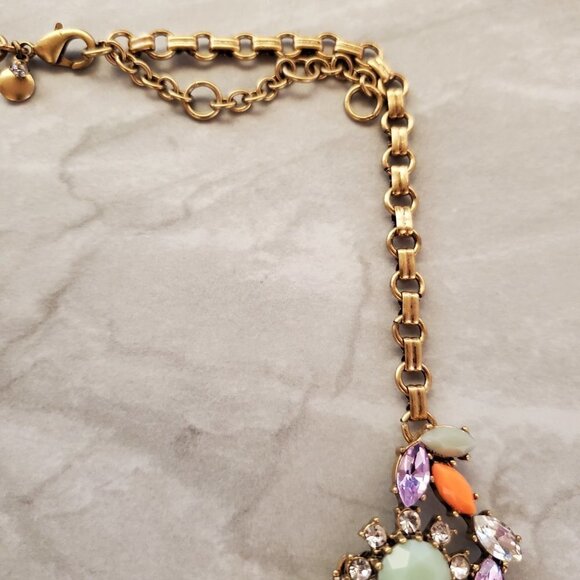 💖 J.Crew RARE HTF Antique Rhinestone Crystal Cluster Statement Necklace 💖 - Picture 3 of 16